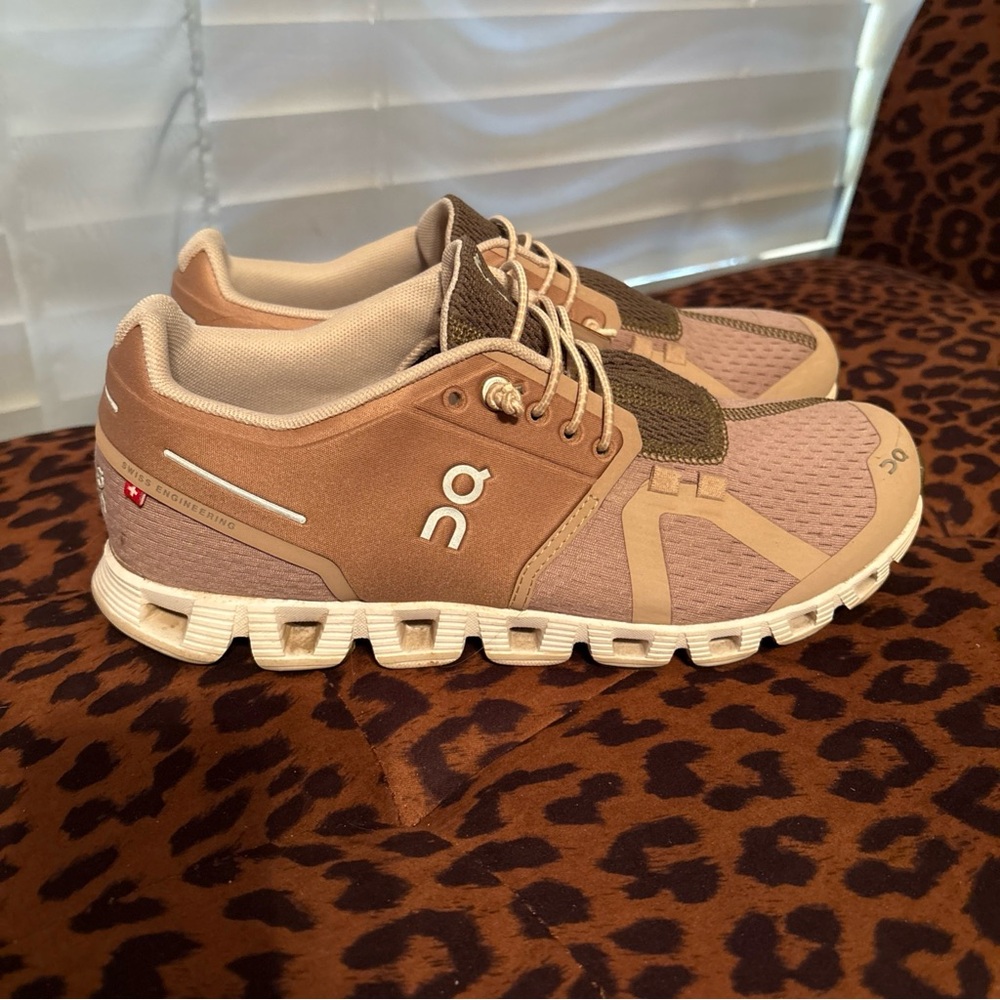 On Running Pink/Olive green slip on Athletic Shoes
